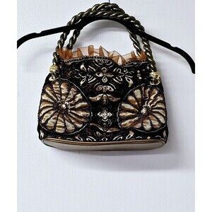 Vintage NWT In's Tapestry Bag Classic Style Bag Black Gold